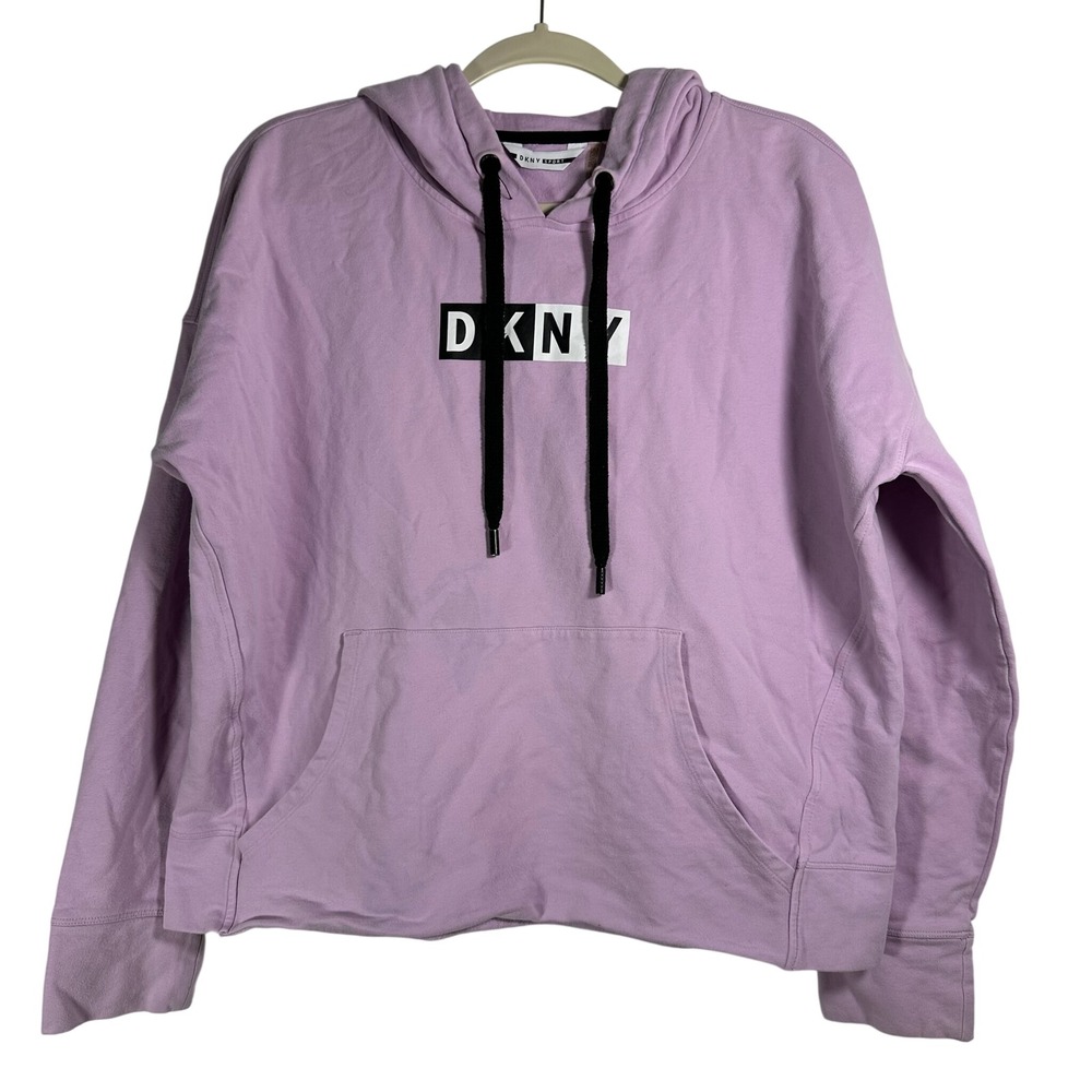 DKNY Sport Womens Lavender Purple Logo Hoodie Sweatshirt Size Large DP0J4544